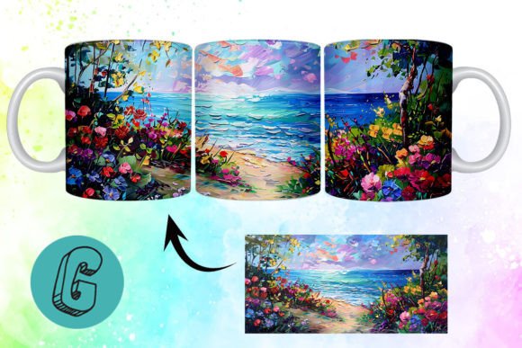 3D Oil Paint Floral Garden Mug Wrap 02 Graphics