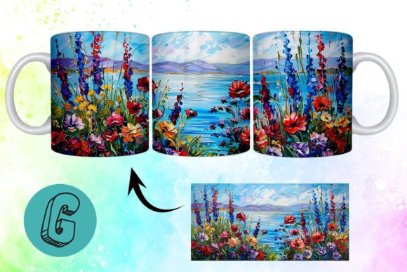 3D Oil Paint Floral Garden Mug Wrap 11 Graphics