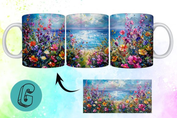 3D Oil Paint Floral Garden Mug Wrap 20 - A Versatile Graphic Asset