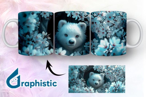 Bear Floral Break Through Mug Wrap 15 – A Graphic Design Asset for Bloggers