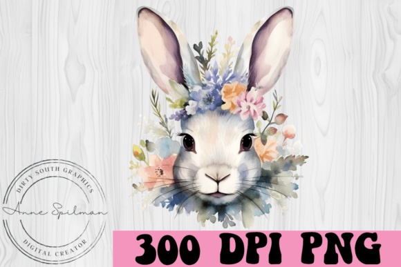 Boho Floral Easter Bunny Graphic for Crafting