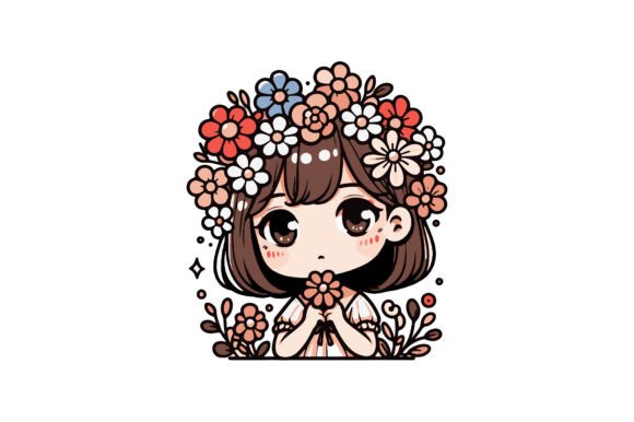 Creative Floral Girl Icon Line Art Vecto for Illustrations and Graphics