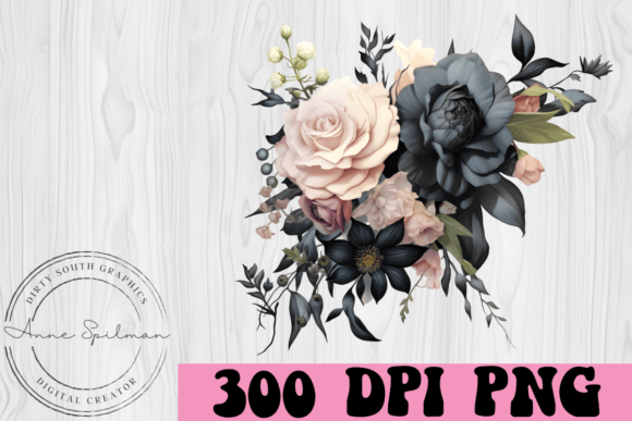 Dusty Dark Floral Spray - A Versatile Graphic for Handmade Creations