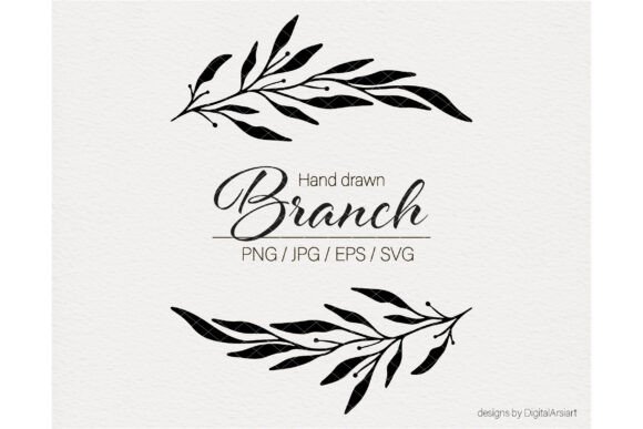Floral Border SVG Hand Drawn Branches for Graphics and Illustrations