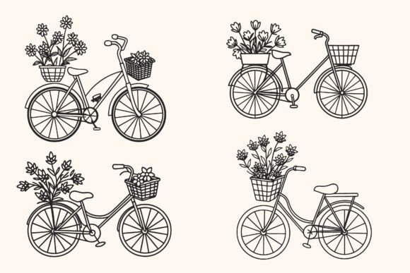 Floral Cycle Vector Silhouette Set for Local Business Branding