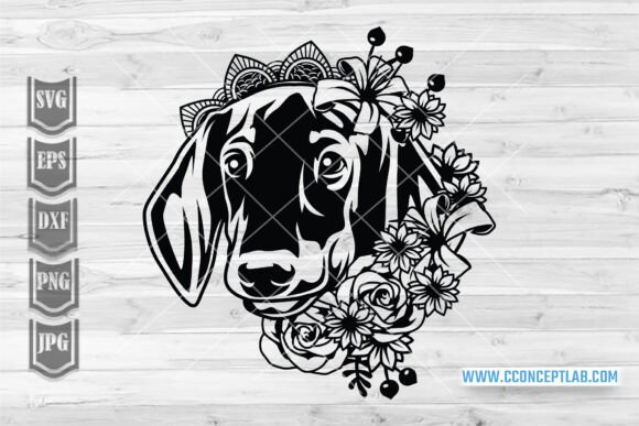 Floral Dachshund Dog Svg for Graphics and Illustrations