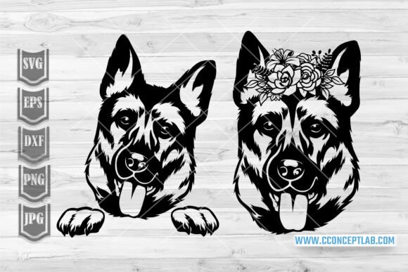 Floral German Shepherd Svg for Local Business Branding