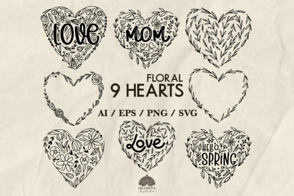 Floral Heart Silhouette SVG EPS PNG for Crafting and Design