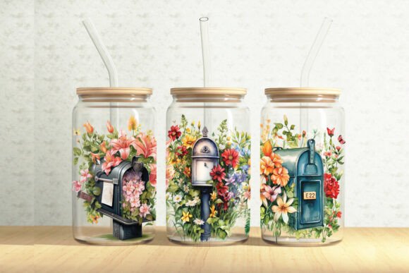 Floral Mailboxes Graphic for Handmade Projects