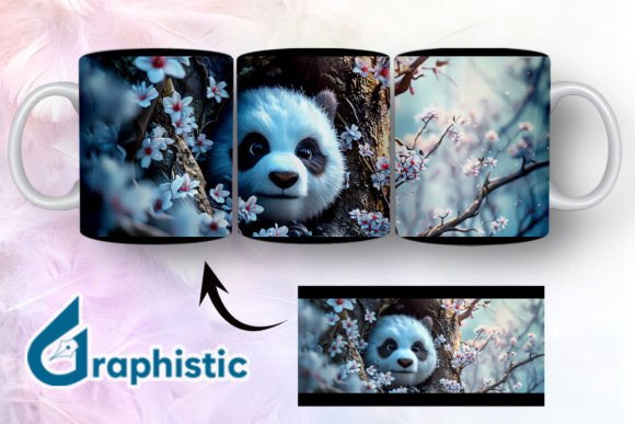 Floral Panda Break Through Mug Wrap 15 - A Graphic Design Asset for Creative Projects