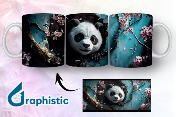 Floral Panda Break Through Mug Wrap 16 - Graphics for Handmade Creations