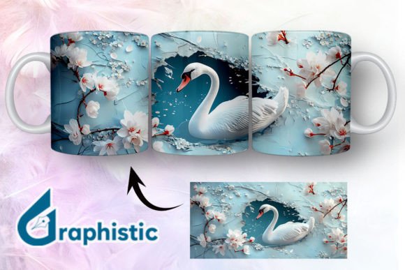 Floral Swan Break Through Mug Wrap 11 - A Graphic Design Asset for Bloggers and Publishers