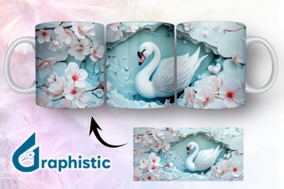 Floral Swan Break Through Mug Wrap 18 - A Versatile Graphic Asset