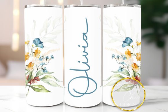Floral Tumbler Wrap Custom Name Design for Branding and Marketing