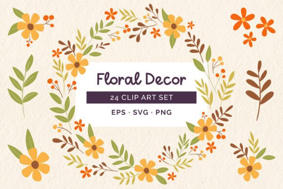 Floral Wreath and Cliparts for Branding and Marketing