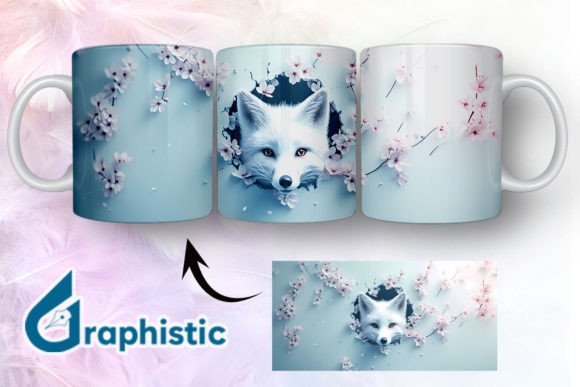 Fox Floral Break Through Mug Wrap 34 Graphics
