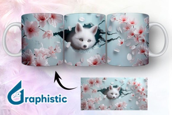 Fox Floral Break Through Mug Wrap 37 - Graphics for Creative Projects