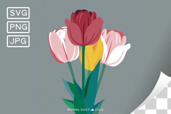 Funky Floral Bouquet SVG PNG Tulip 3 - A Versatile Graphic Design Asset