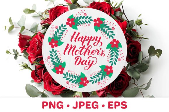 Happy Mothers Day Floral Round Design for Branding and Packaging