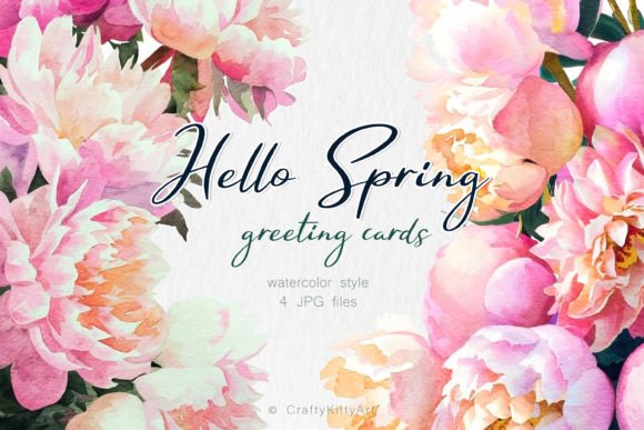 Hello Spring Watercolor Graphics for Blog & Editorial Use
