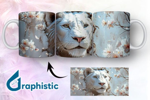 Lion Floral Break Through Mug Wrap 07 Graphics