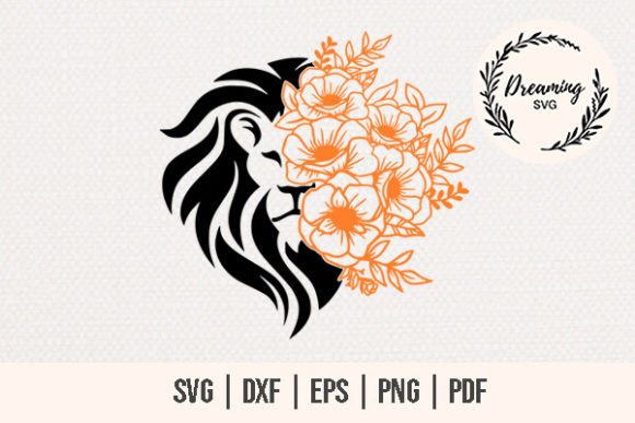 Lion with Flowers SVG - Floral Lion SVG Graphics