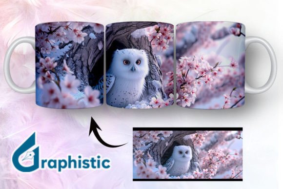 Owl Floral Break Through Mug Wrap 06 - A Graphic Design Asset for Creative Projects