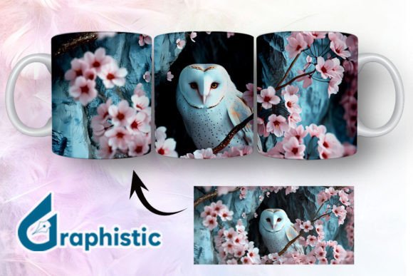 Owl Floral Break Through Mug Wrap 07 – A Versatile Graphic Asset