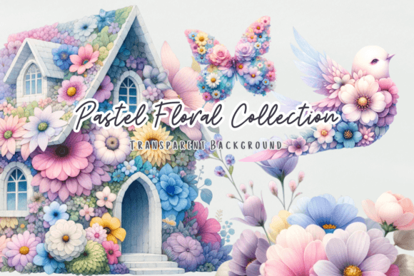 Pastel Floral Whimsical Collection for Crafting and Design