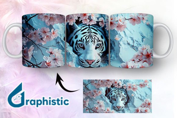 Tiger Floral Break Through Mug Wrap 15 Graphics