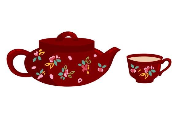 Vintage Tea Ceremony Floral Ornament Graphics