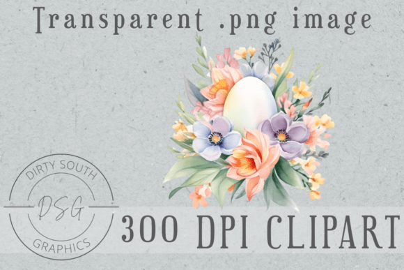 Watercolor Easter Egg Floral Arrangement for Branding Graphics