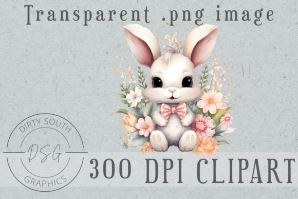 Watercolor Floral Easter Bunny Graphics for Blog and Website Design