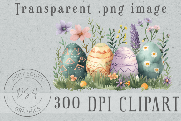 Watercolor Floral Easter Eggs Graphic for Digital Sellers
