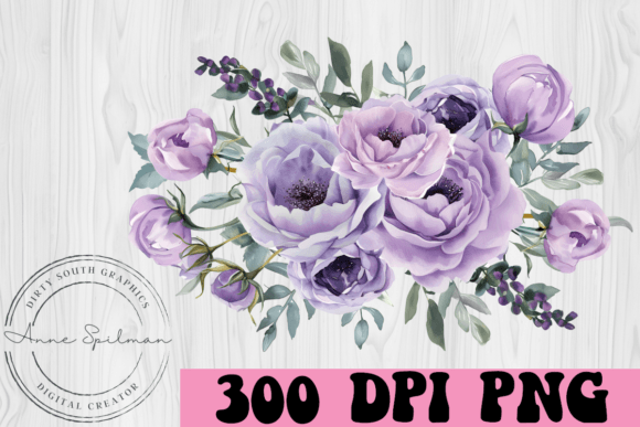 Watercolor Purple Floral Spray Graphics for Creative Projects
