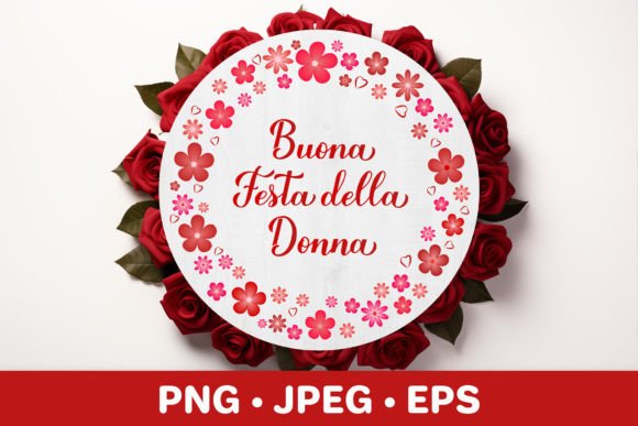 Women’s Day in Italian Floral Wreath Graphics